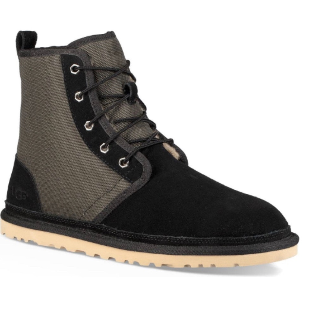 UGG Australia MENS Harkley Black/Grey Lace-Up Boots Super Comfy Size 10
